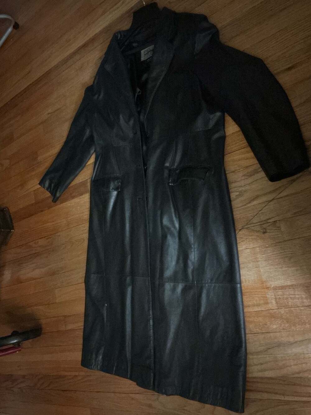 Pelle Studio Black Genuine Leather Long Trench Coat